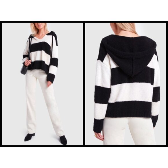 💕ATM💕 Chenille Bold Stripe Hoodie Sweatshirt - Picture 3 of 16